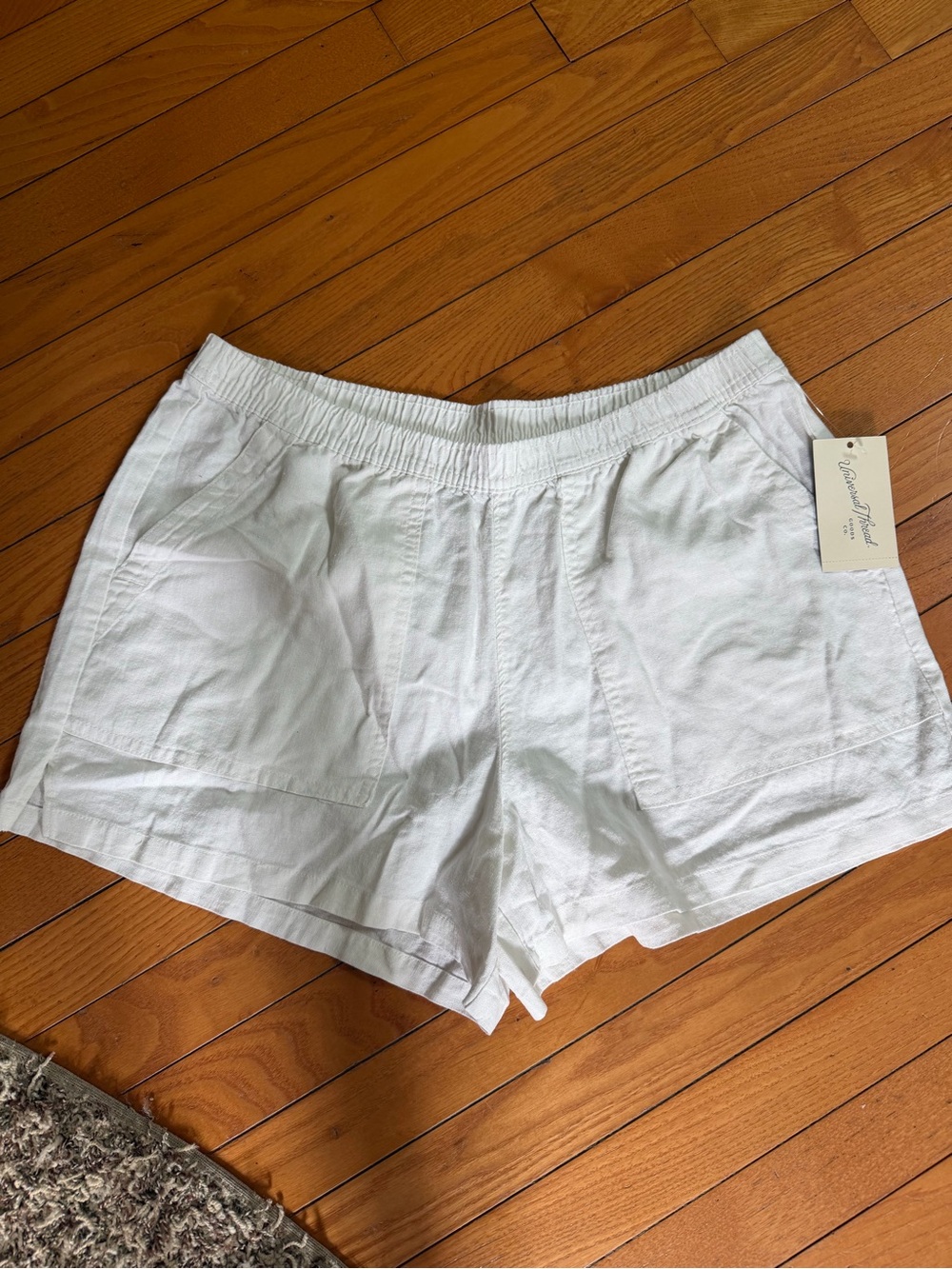 Universal Thread White Elastic-Waist Linen-Blend Shorts medium NWT